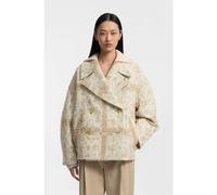 BOSS Double-breasted coat with check jacquard - Style Chatur, 50553222 Beige Patterned