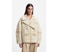 BOSS Double-breasted coat with check jacquard - Style Chatur, 50553222 Beige Patterned 8