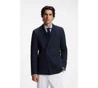 BOSS Double-breasted slim-fit blazer in patterned cotton - Style C-Hanry-J-DB-263, 50567551 Dark Blue 36R