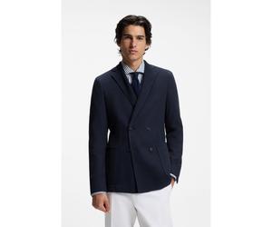 BOSS Double-breasted slim-fit blazer in patterned cotton - Style C-Hanry-J-DB-263, 50567551 Dark Blue 44R