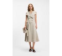 BOSS Double-breasted wrap dress in a herringbone linen blend - Style Datrena1, 50558551 Light Beige 16