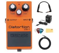 Boss DS-1 Distortion Pedal Bundle with AC Adapter Power Supply, Instrument Cable, Patch Cable, Picks, and Polishing Cloth