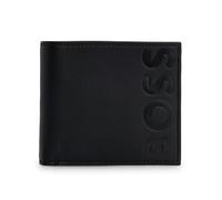 BOSS Embossed-Logo Black Grained Leather Wallet