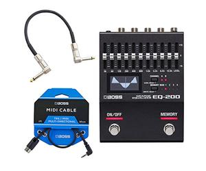 Boss EQ-200 Graphic Equalizer + BMIDI-1-35 TRS-MIDI Cable + Keepdrum Patch Cable