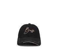 BOSS Equestrian cap in cotton corduroy with logo embroidery - Style CAP SIGNED CORD BLACK, B6U1606 Black 55