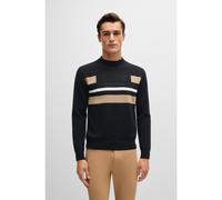 BOSS Equestrian cotton sweater with contrasting stripes - Style BRAD KNITWEAR LOGO JUMPER, B5M1002 Black M