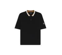 BOSS Equestrian cotton sweater with polo collar - Style JOSHUA KNITWEAR POLO RICE, B7M1001 Black M