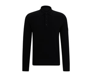 BOSS Equestrian knit polo in a cotton-cashmere blend - Style JUDE LUX. KNIT POLO, B4M1002 Black S