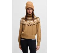 BOSS Equestrian ribbed beanie hat with embroidered logo - Style BEANIE HIGH CUFF BLACK, B6U1603 Brown pcs.