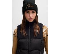 BOSS Equestrian ribbed beanie hat with embroidered logo - Style BEANIE HIGH CUFF CAMEL, B6U1603 Black pcs.