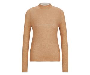 BOSS Equestrian soft-knit sweater with two-tone effect - Style MAY SOFTKNIT TURTLENECK, B4W1002 Beige S