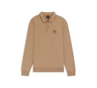 BOSS Equestrian stretch-cotton knit polo with logo patch - Style LUIS POLO SWEATER, B7M1201 Beige XS