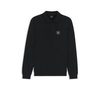 BOSS Equestrian stretch-cotton knit polo with logo patch - Style LUIS POLO SWEATER, B7M1201 Black XXL