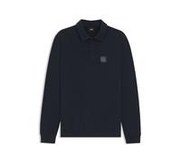 BOSS Equestrian stretch-cotton knit polo with logo patch - Style LUIS POLO SWEATER, B7M1201 Dark Blue M