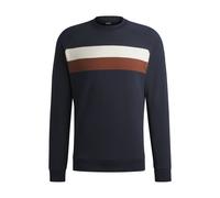 BOSS Equestrian stretch-cotton sweatshirt with block stripes - Style LEWIN SWEATER SKY CAPTAIN, B6M1202 Dark Blue XL
