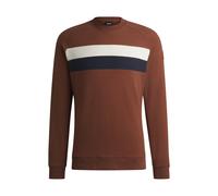 BOSS Equestrian stretch-cotton sweatshirt with block stripes - Style LEWIN SWEATER SKY CAPTAIN, B6M1202 Brown XL
