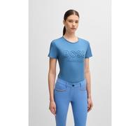 BOSS Equestrian stretch-cotton T-shirt with embroidered logo - Style MAYA T - SHIRT LOGO, B5W0601 Blue XXS