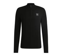 BOSS Equestrian troyer sweater with logo patch - Style ROUVEN HALF ZIP JUMPER, B6M1007 Black XXL
