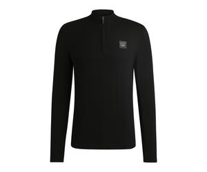 BOSS Equestrian troyer sweater with logo patch - Style ROUVEN HALF ZIP JUMPER, B6M1007 Black XXL