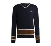 BOSS Equestrian V-neck sweater in wool and cashmere - Style HARWARD KNITWEAR, B6M1003 Dark Blue L