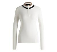 BOSS Equestrian zip-neck sweater with ribbed structure - Style ABIGAL KNITWEAR JUMPER, B6W1002 White XXS