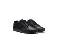 BOSS Mens Aiden Tenn Faux-Leather Trainers with Grained and Plain Textures Size 12 Black
