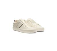 BOSS Faux-leather trainers with plain and grained textures - Style Aiden_Tenn_grltp, 50522833 White 9
