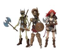 Boss Fight Studio Epic H.A.C.K.S. Red Sonja Deluxe Action Figure with Gladiator & Barbarian Skeletons - Set of 3 Highly Articulated Collectible Figurines - Interchangeable Parts & Accessories - 1:18