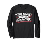 Boss Fights Build Character Funny Cool Gamer Long Sleeve T-Shirt