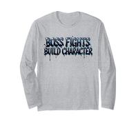 Boss Fights Build Character Funny Cool Gamer Long Sleeve T-Shirt