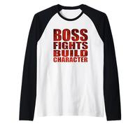 Boss Fights Build Character Funny Cool Gamer Raglan Baseball Tee