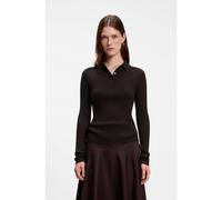 BOSS Fitted polo sweater in pure virgin wool - Style Faelina, 50567364 Dark Brown M