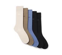 BOSS Five-pack of regular-length socks in a cotton blend - Style 5P RS Uni CC, 50478221 Beige / Black / Blue 5.5-8