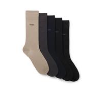 BOSS Five-pack of regular-length socks in a cotton blend - Style 5P RS Uni CC, 50478221 Beige / Brown / Blue / Black 9-11