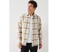 BOSS Flannel Check Overshirt, Beige, Size Xl, Men Beige