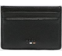 Boss Flat Grained Calf Leather Card Holder with Emed Logo - Size: OS - male