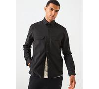 BOSS Future Relaxed Fit Bb Emblem Button Through Overshirt, Black, Size M, Men Black