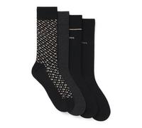 BOSS Gift-boxed four-pack of regular-length socks - Style 4P RS Gift Monogram, 50524322 Black / Grey 6-11