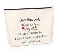Boss Gifts for Women Funny Makeup Bag Mentor Leader Gift Appreciation Gift for Female Leader Retirement Birthday Gift Office Boss Lady Cosmetic Bag Thank You Boss Present from Colleague