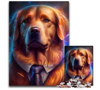 Boss Golden Retriever Adult Jigsaw Puzzles 1000 Pieces Wooden Jigsaw Fun at Home Activities, Birthday Present, Travel Gifts 50x75CM/19.68x29.52inch