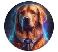 Boss Golden Retriever Jigsaw Puzzles 1000 Pieces for Adults Round Puzzle 1000 Pieces Jigsaw High-Difficulty Brain Teaser for Teenagers 67.5x67.5cm