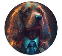 Boss Golden Retriever Puzzles 1000 Pieces for Adults 1000 Pieces Round Puzzles for Adults Ideal for Lover, Perfect Christmas, New Year, Valentine's Gift 67.5x67.5cm