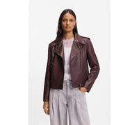 BOSS Grained-leather biker jacket with zips and studs - Style C_Sandy, 50541769 Bordeaux