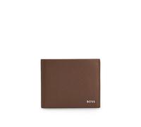 BOSS Grained-leather billfold wallet with metal logo - Style New Crosstown_8cc, 50529496 Brown pcs.