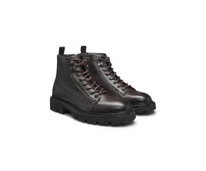 BOSS Grained-leather half boots with hiking-style laces - Style Julyo_Halb_grhk, 50552581 Dark Brown 12