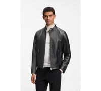 BOSS Grained-leather jacket with logo trims - Style H-Mansell5, 50564586 Black 46R