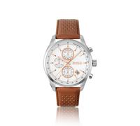 BOSS Grand Prix 44 chronograph watch with perforated leather strap - Style GRAND PRIX 44, 58733300 Brown pcs.