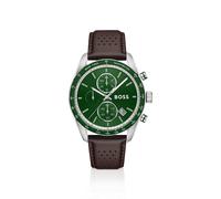 BOSS Grand Prix Vitesse green-dial watch with perforated strap - Style GRAND PRIX, 58858205 Dark Brown pcs.