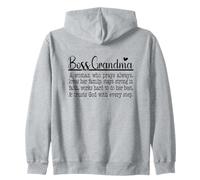 Boss Grandma Prays Loves Strong In Faith Trusts God Zip Hoodie