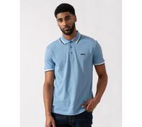 BOSS Green Mens Paddy Cotton-Piqué Polo Shirt with Contrast Logo - Open Blue 469